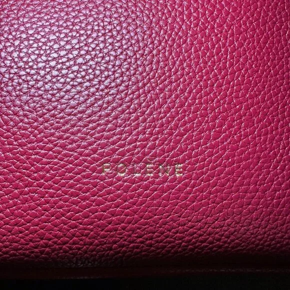 Designer-Inspired (Polene Paris Cabas). Genuine Leather Red Tote Bag - Picture 9 of 10